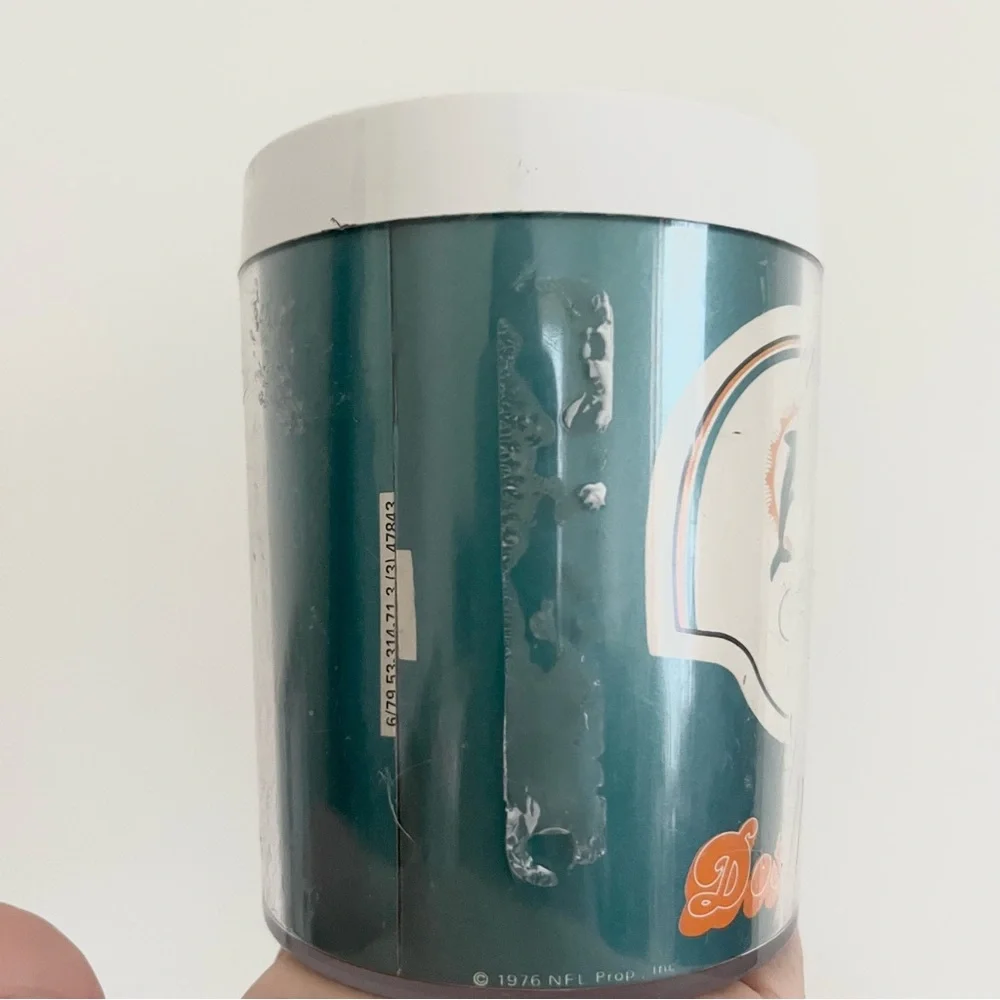 Vintage Thermo Serv NFL Miami Dolphins Plastic Cup Made in USA Collectible Mug